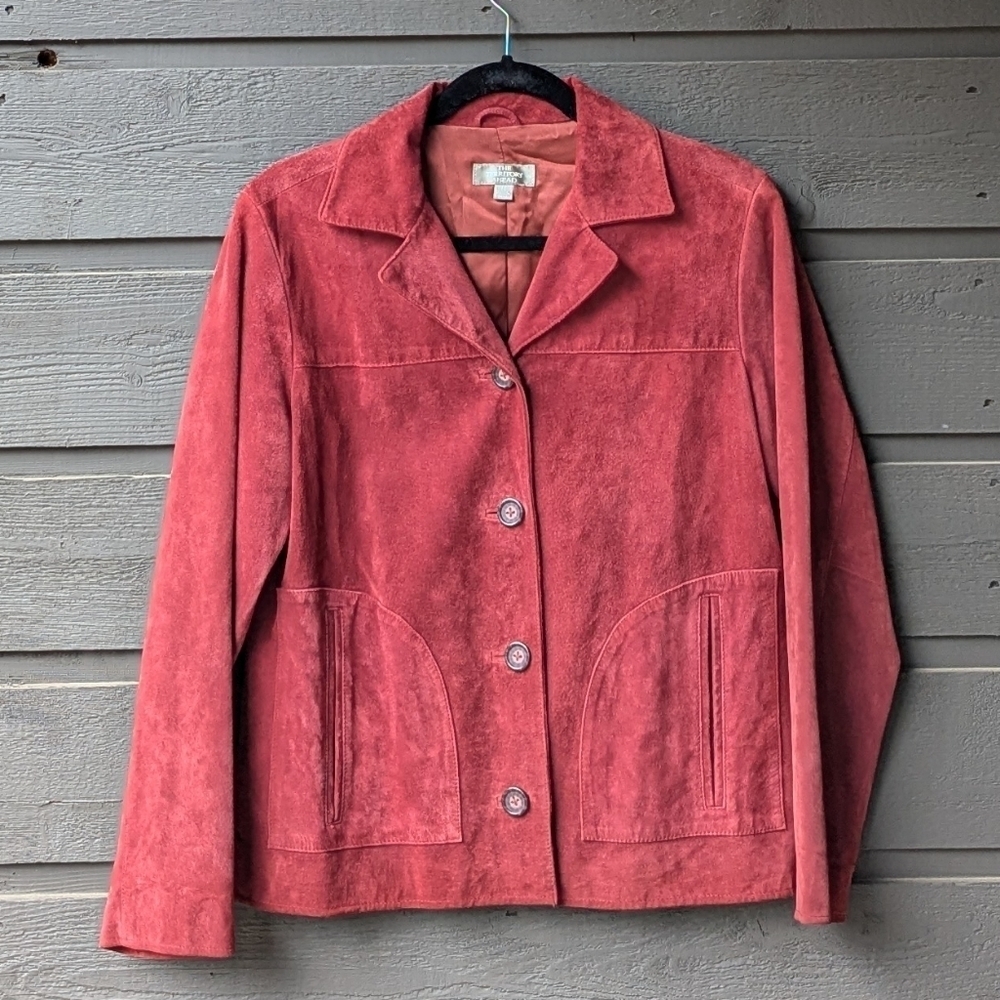 VTG 90s The Territory Ahead Brick Red Nubuck Leather Jacket Size Small